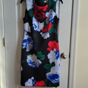 Calvin Klien Fall Black Sleeveless Dress with Multicolored Flowers